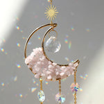 Crystal Moon Amethyst Rainbow Suncatcher Hanging Crystals Stone Sun Catcher Light Catcher Xmas Window Garden Ornaments Outdoor