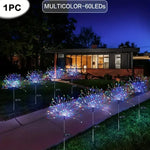 60LED Solar Fireworks Garden Lights Outdoor Waterproof with 8 Lighting Modes Remote Control Decorative Light
