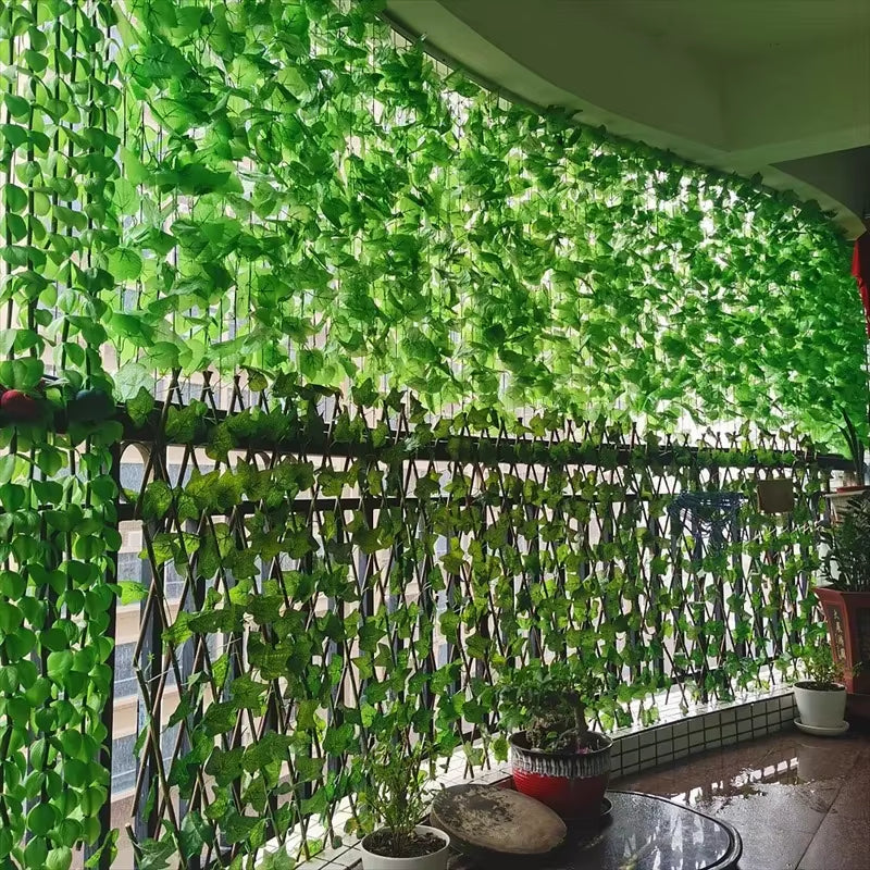 4.4/11M Artificial Plant Green Ivy Leaf Garland Fake Plant Creeper Hanging Vine Outdoor DIY Garden Wall Wedding Party Home Decor