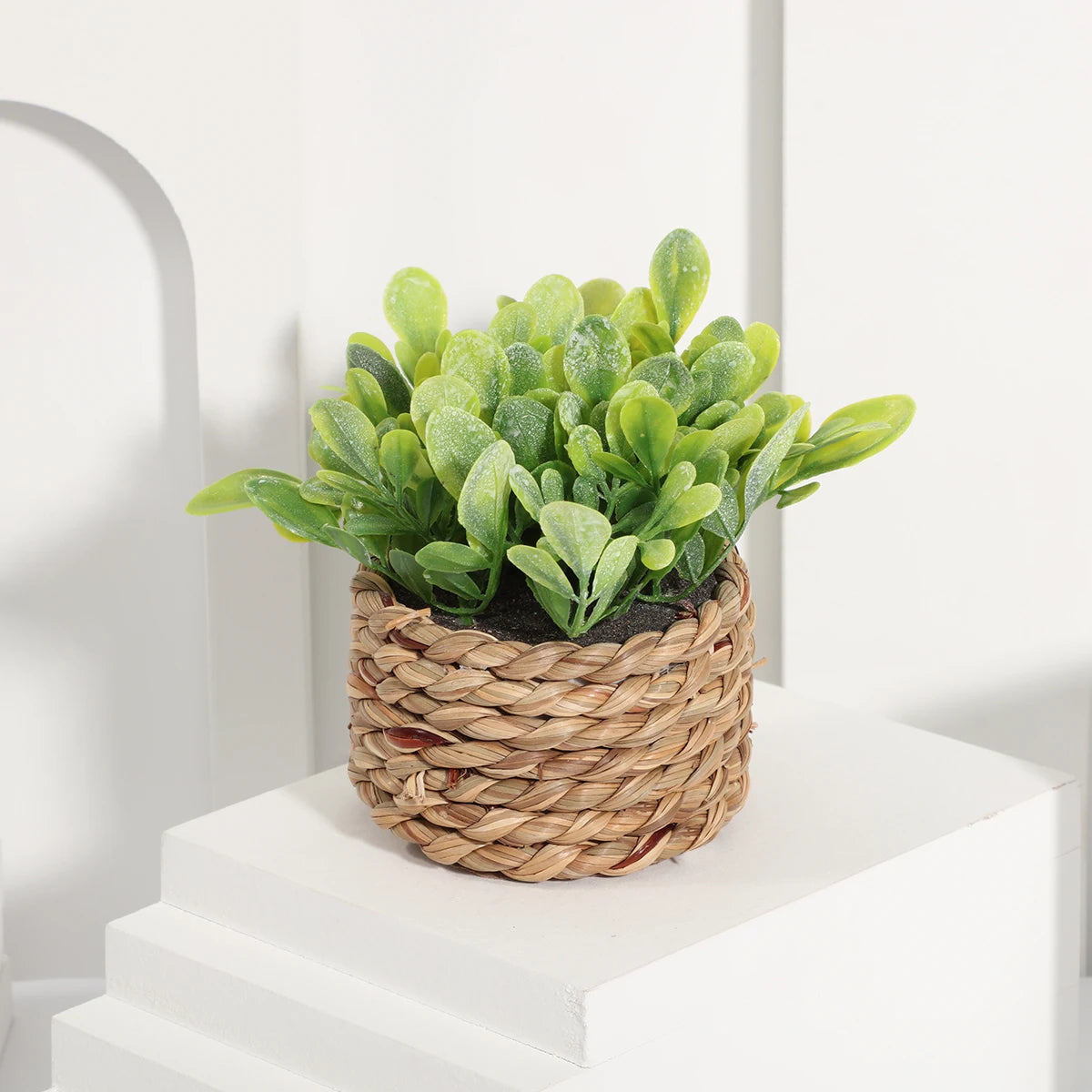 Green Artificial Plants Eucalyptus Grass Woven Small Potted Plants Grass Mound 11Cm PE Material Home Decoration