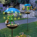 Frog Statue Solar Lawn Lamp Outdoor Hummingbird Feeding Dispenser Solar Powered LED Light String for Yard Path Lawn Garden Decor