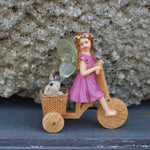 1 Fun Fairy Tale Statue, Mini Bicycle Fairy Tale Garden Statue Outdoor Sculpture, Resin Garden Decoration Outdoor Garden Lawn Ga