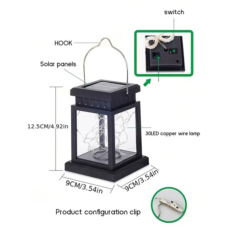 1Pc Solar Lantern Outdoor Garden Hanging Lanterns Waterproof LED Mission Lights for Table Party Decorative Patio Yard Lawn