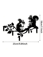 1Pc Rustic Squirrel Metal Tree Stake, Creative Iron Art Silhouette Decoration for Garden or Home