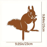 1Pc Rustic Squirrel Metal Tree Stake, Creative Iron Art Silhouette Decoration for Garden or Home
