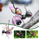 Solar Iron Insect Statue with LED Fairy Light Outdoor Waterproof Hanging Tree Ornament for Fence Yard Courtyard Garden Art Decor