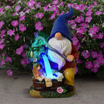 Outdoor Garden Resin Dwarf Statue Lighting Guide Solar Led Lantern Welcome Sign Flocking Dwarf Courtyard Lawn Large Decoration