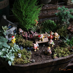 Set of 7 Miniature Fairy Garden Gnomes Dwarf Figurines Mini Resin Garden Gnomes Elf Figures Funny Bonsai Micro Statue Decoration