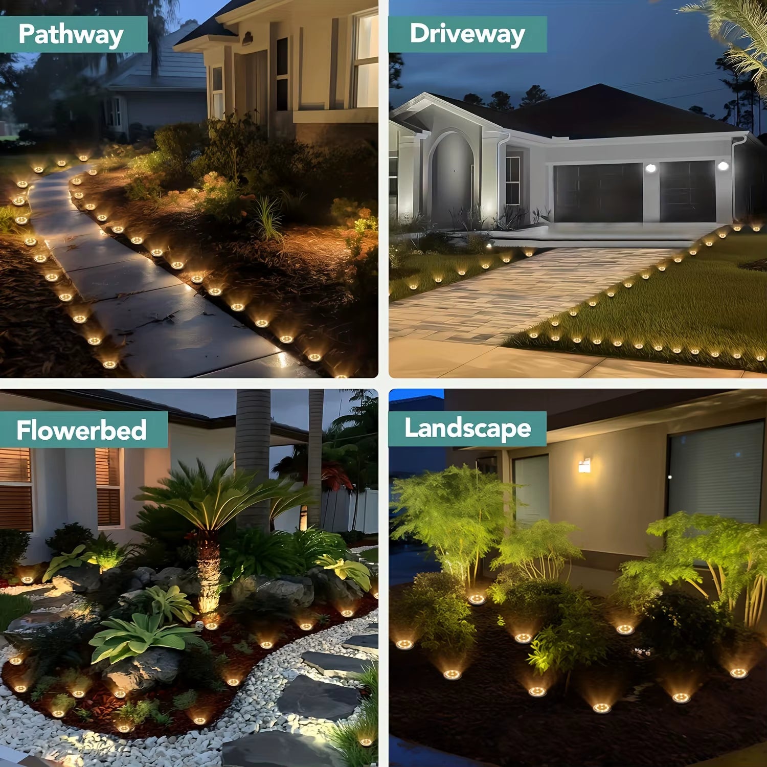 10Pcs Solar-Powered 8 LEDS Ground Lights Waterproof Outdoor for Villa Park Yard Driveway Landscape Sun Lamp In-Ground Lighting