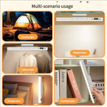 LED Table Lamp Magnetic Hanging USB Rechargeable Desk Lamp 3/5 Color Reading Light Dimmable Cabinet Closet Wardrobe Night Light