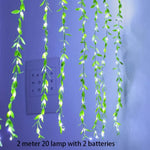 2 M 20 Light Always on Battery Box Willow Curtain Lamp Decorative Light String Imitation Leaf Wrought Iron Basket Copper Wire