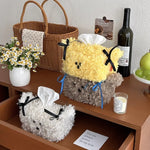Cute Plush Dog Tissue Box Creative Drawing Paper Box Dormitory Women'S Home Living Room Desktop Tissue Box