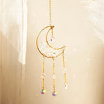 Crystal Moon Amethyst Rainbow Suncatcher Hanging Crystals Stone Sun Catcher Light Catcher Xmas Window Garden Ornaments Outdoor