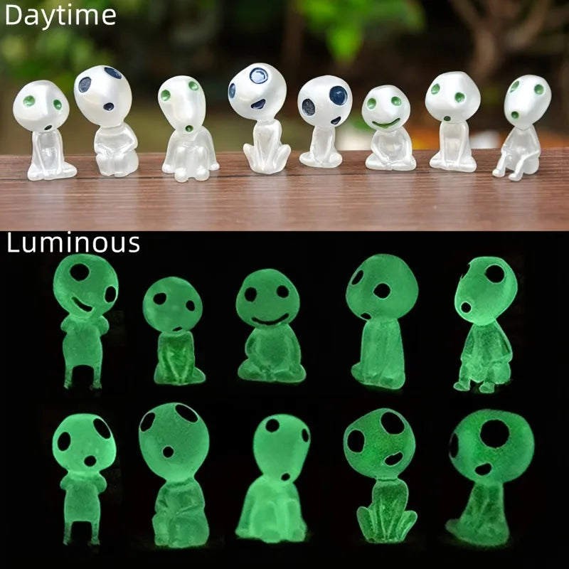 10Pcs Luminous Resin Ghost Figures, Miniature Alien Decor for Aquarium, DIY Terrarium Crafts, Halloween Outdoor Decorations