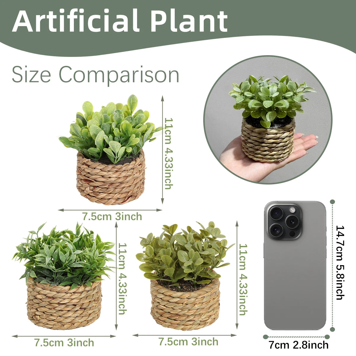 Green Artificial Plants Eucalyptus Grass Woven Small Potted Plants Grass Mound 11Cm PE Material Home Decoration