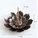 2 in 1 Alloy Incense Burner Metal Sandalwood Incense Sticks Holder Buddhism Zen Lotus Sticks Incense Censer Nasturtium Ashtray