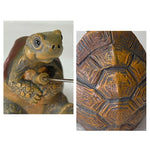 Creative Rope Fishing Turtle Statue Cute Simulation Turtle Resin Figurine Animal Sculpture Ornament Outdoor Home Garden Decor