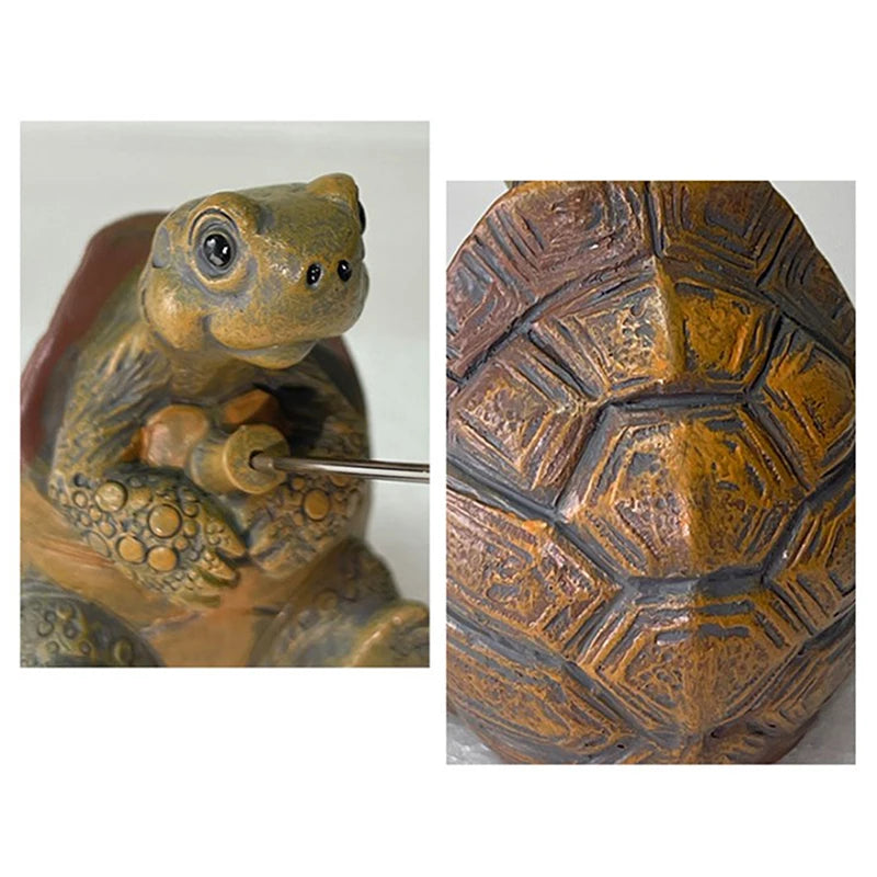 Creative Rope Fishing Turtle Statue Cute Simulation Turtle Resin Figurine Animal Sculpture Ornament Outdoor Home Garden Decor