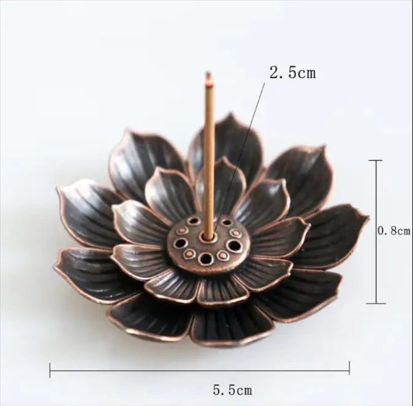 2 in 1 Alloy Incense Burner Metal Sandalwood Incense Sticks Holder Buddhism Zen Lotus Sticks Incense Censer Nasturtium Ashtray