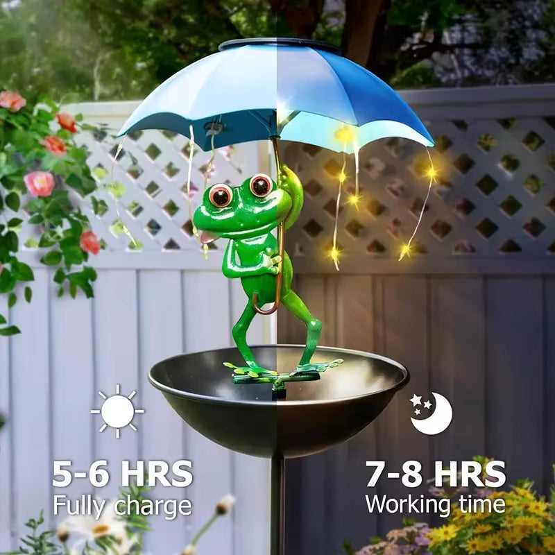 Frog Statue Solar Lawn Lamp Outdoor Hummingbird Feeding Dispenser Solar Powered LED Light String for Yard Path Lawn Garden Decor