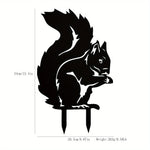 1Pc Rustic Squirrel Metal Tree Stake, Creative Iron Art Silhouette Decoration for Garden or Home