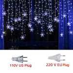 3.2M Christmas Snowflakes LED String Lights Flashing Fairy Curtain Lights Waterproof for Holiday Party Wedding Xmas Decoration
