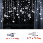 3.2M Christmas Snowflakes LED String Lights Flashing Fairy Curtain Lights Waterproof for Holiday Party Wedding Xmas Decoration