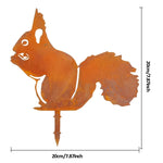 1Pc Rustic Squirrel Metal Tree Stake, Creative Iron Art Silhouette Decoration for Garden or Home