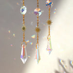 Crystal Moon Amethyst Rainbow Suncatcher Hanging Crystals Stone Sun Catcher Light Catcher Xmas Window Garden Ornaments Outdoor