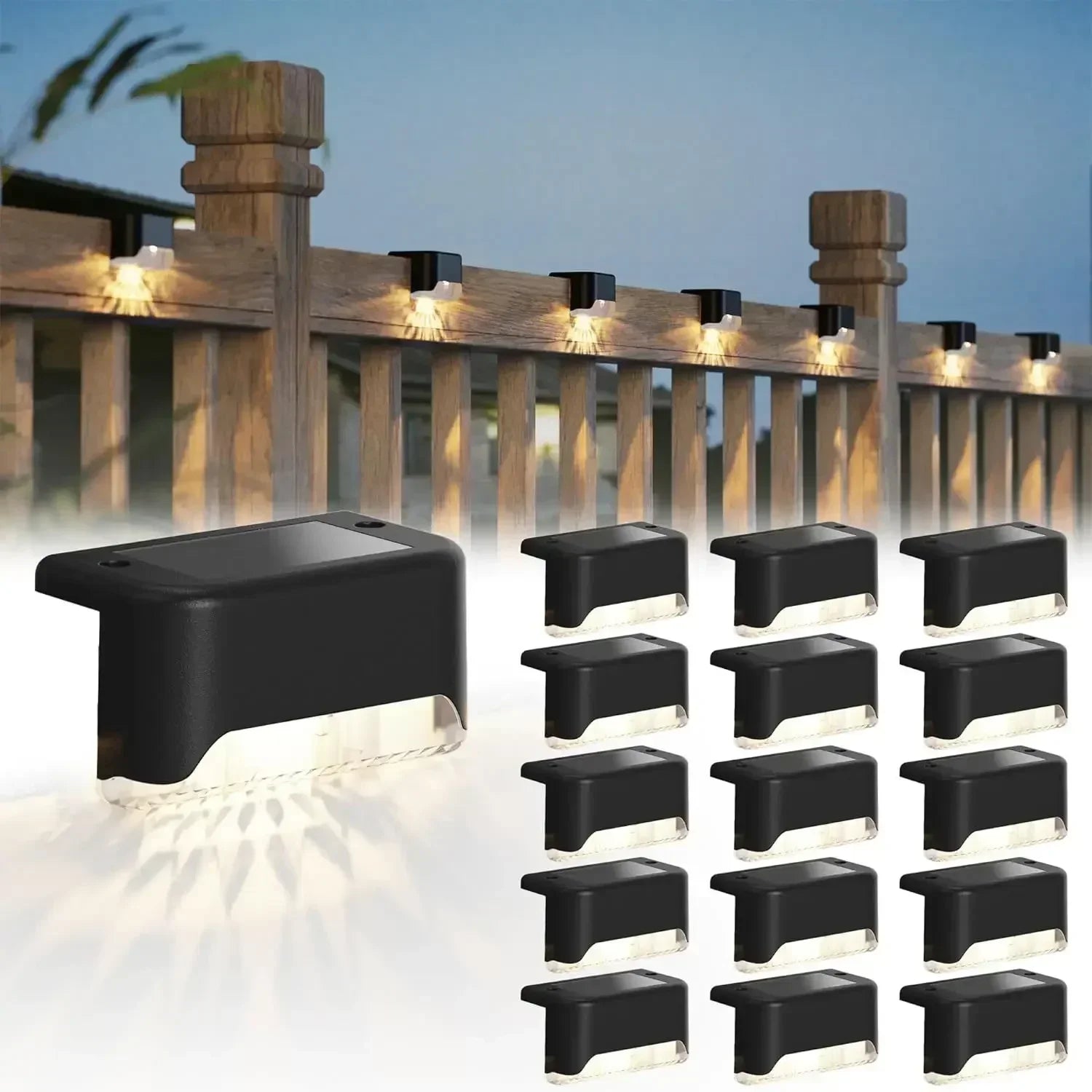 Solar Deck Lights Outdoor Step Lights Waterproof Led Solar Lights for Railing Stairs Fence Yard Patio and Pathway Plant Lighting