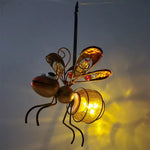 Solar Iron Insect Statue with LED Fairy Light Outdoor Waterproof Hanging Tree Ornament for Fence Yard Courtyard Garden Art Decor