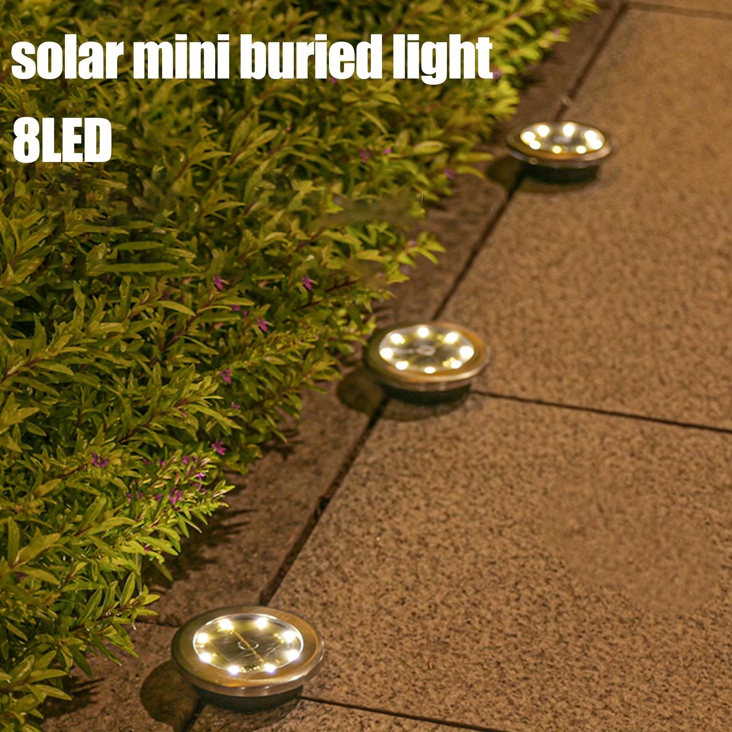 10Pcs Solar-Powered 8 LEDS Ground Lights Waterproof Outdoor for Villa Park Yard Driveway Landscape Sun Lamp In-Ground Lighting