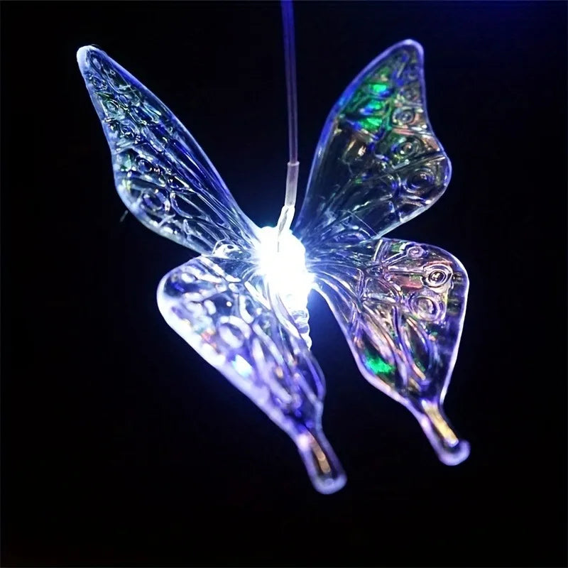 Color Changing Butterfly Dragonfly Hummingbird Solar Powered Waterproof Outdoor Wind Chimes Light for Party Garden Door Decor