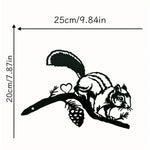 1Pc Rustic Squirrel Metal Tree Stake, Creative Iron Art Silhouette Decoration for Garden or Home