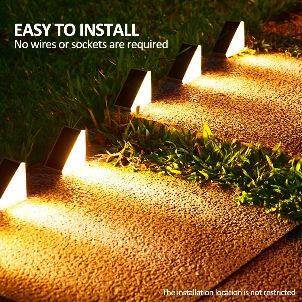 Outdoor Solar Step Lights, Warm White & RGB, IP67 Waterproof, Auto On, for Patio, Yard, Driveway, Porch Decoration