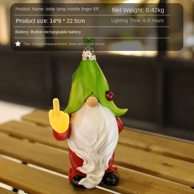 Outdoor Garden Resin Dwarf Statue Lighting Guide Solar Led Lantern Welcome Sign Flocking Dwarf Courtyard Lawn Large Decoration